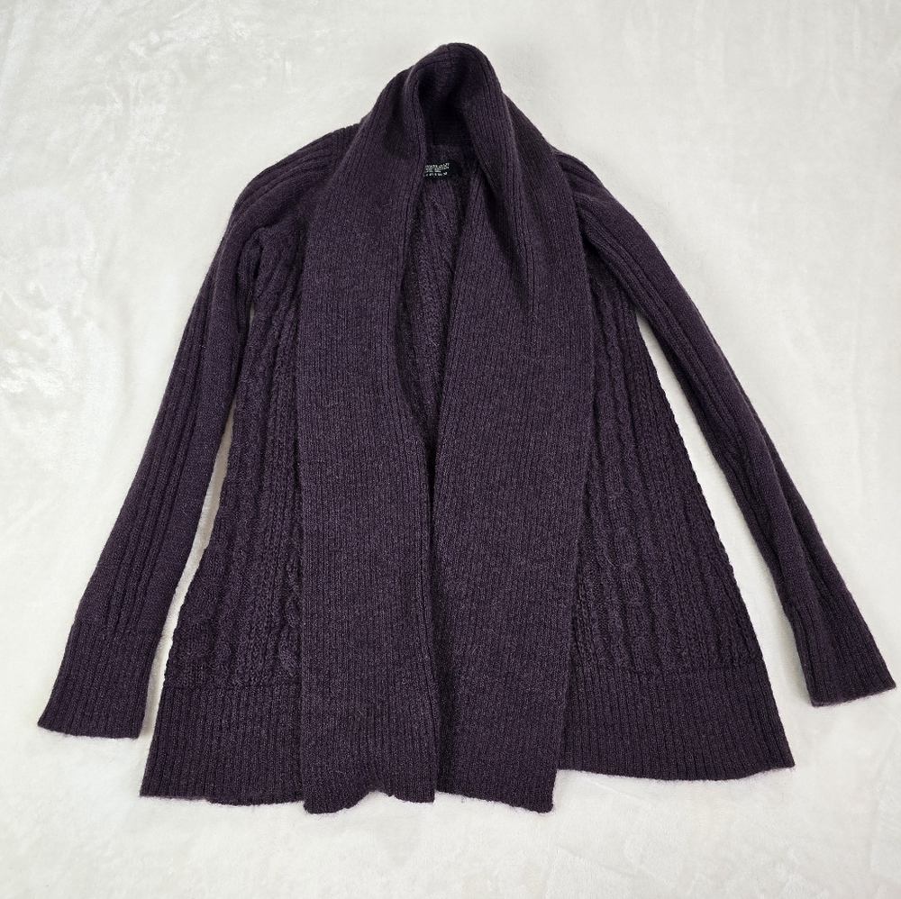 All Saints  Spitalfields Open Front Purple Cardigan size 0 wool blend